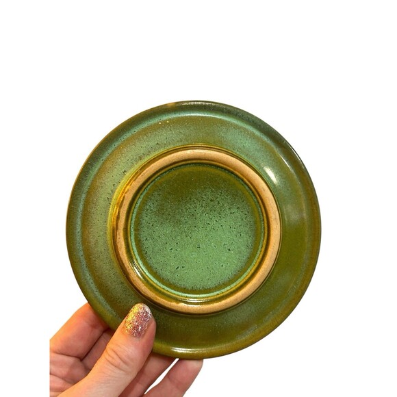 Frankoma Pottery Prairie Green Wagon Wheel Tea Cup Saucer Set of 3 94C 94E READ - Picture 6 of 9